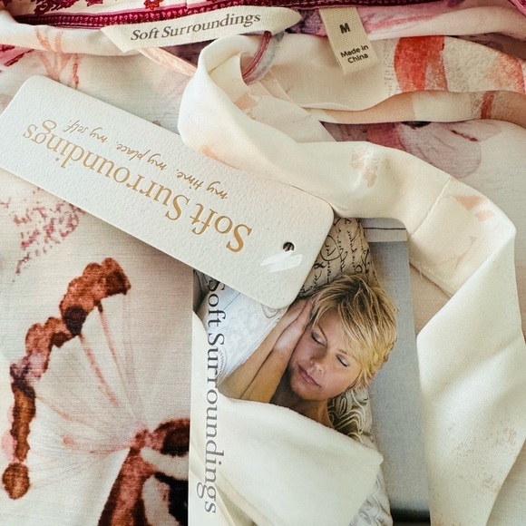 SOFT SURROUNDINGS Faye Silk Blend Peacock Kimono Robe Size M NEW - Picture 5 of 7